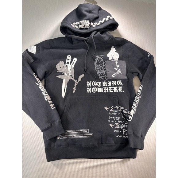 Nothing Nowhere Other - Nothing, Nowhere Reaper Ruiner Split Patchwork Hoodie Black Band Merch RARE S